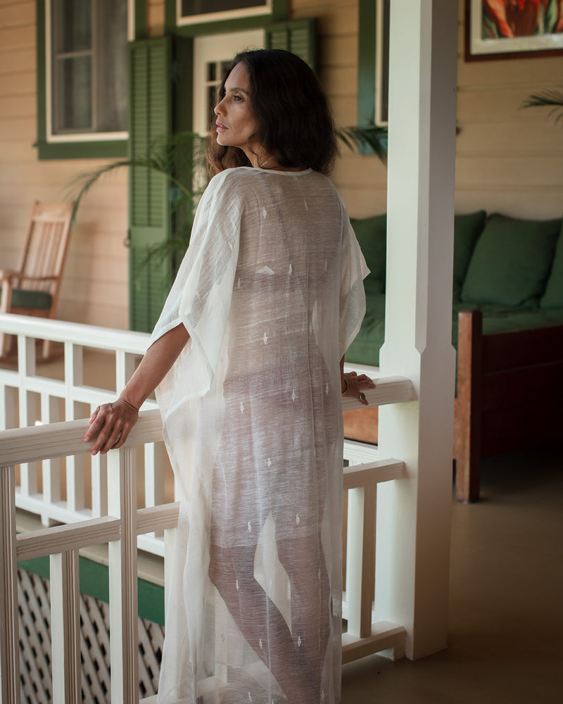 white caftan dress Lara Caftan (Natural White) – Pondichérie